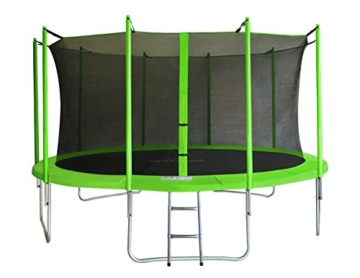 SixBros. SixJump 4,30 M Gartentrampolin Grün Intertek / GS geprüft Trampolin - Leiter - Sicherheitsnetz - Wetterplane - CST430/L1780